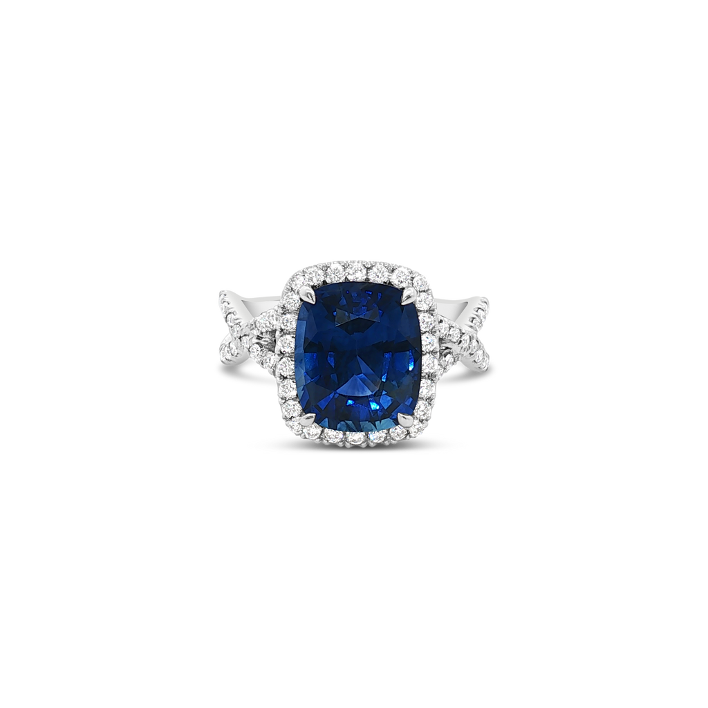 Cushion Sapphire & Diamond Ring