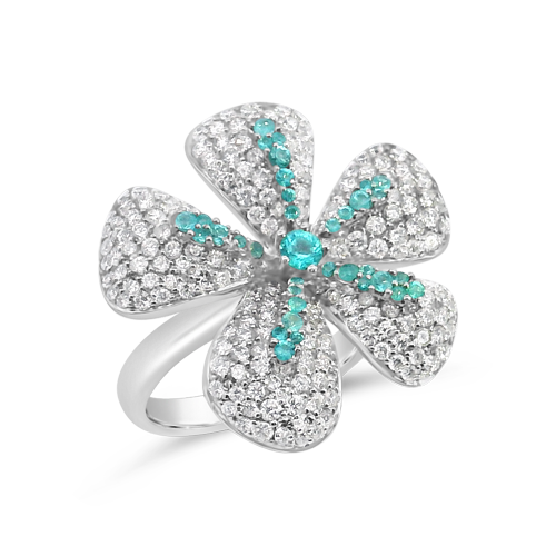 Diamond & Paraiba Flower Ring