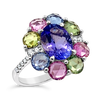 Tanzanite, Diamond & Multi-color Sapphire Ring