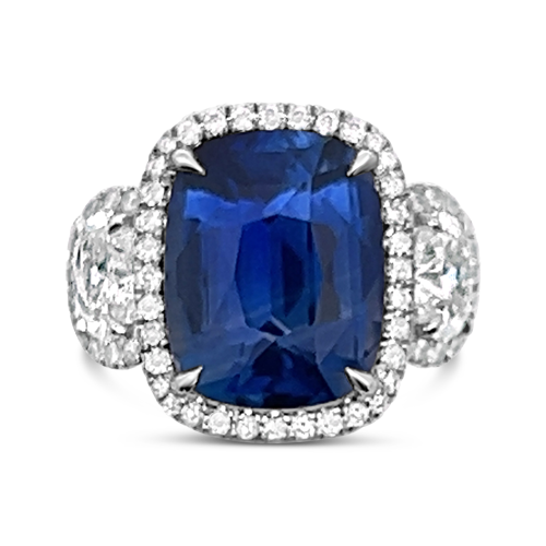 Sapphire, Diamond & Platinum Ring