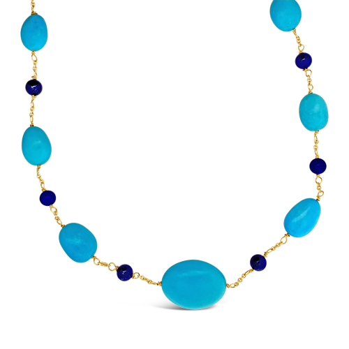 Turquoise & Lapis Bead Necklace