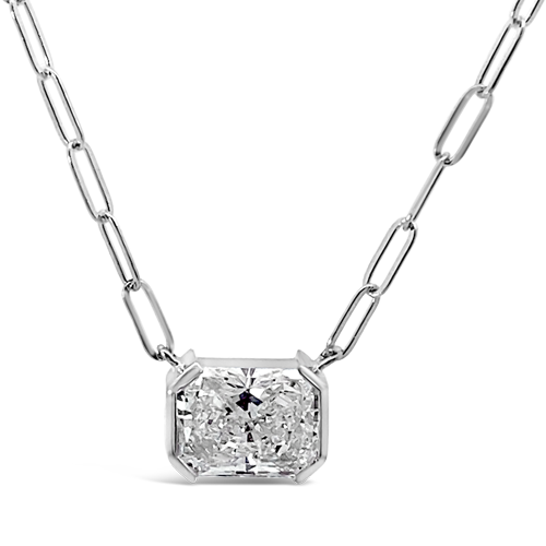 Radiant cut Diamond Solitaire Necklace