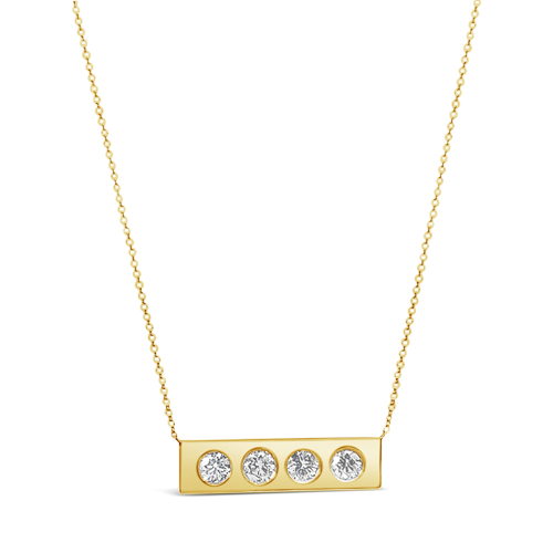Yellow Gold & Diamond Bar Necklace