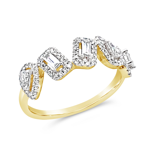Baguette, Pear shape & Round Diamond Ring