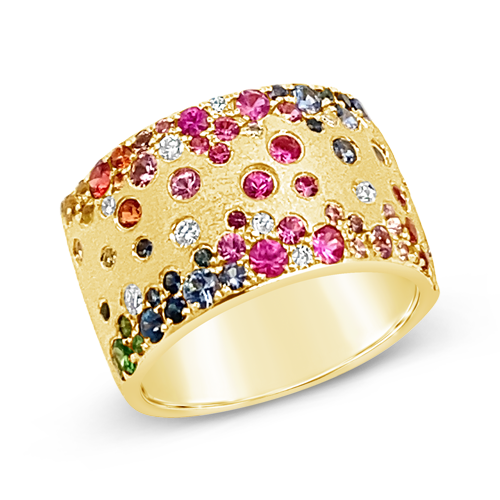 Rainbow Sapphire & Diamond Ring