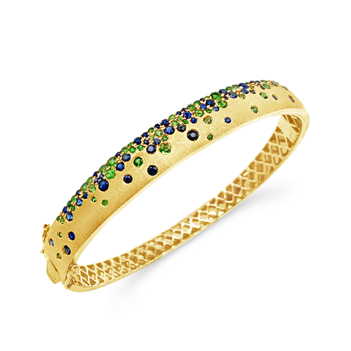 Tsavorite & Sapphire Bangle Bracelet