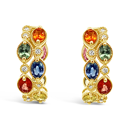 Rainbow Sapphire & Diamond Earrings