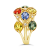 Three Row Rainbow Sapphire Ring