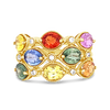 Three Row Rainbow Sapphire Ring