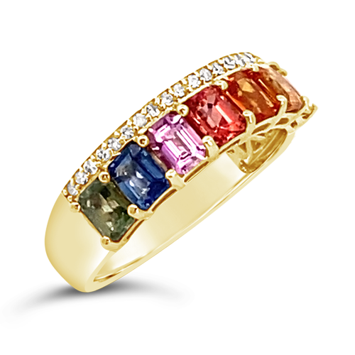 Rainbow Sapphire & Diamond Ring