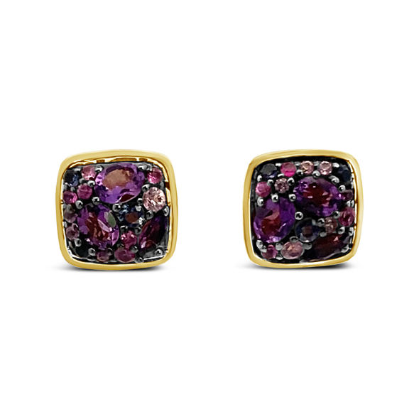 Pink Sapphire, Amethyst & Iolite Earrings