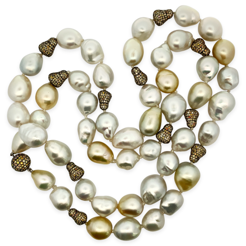 Baroque South Sea Pearl & Diamond Necklace