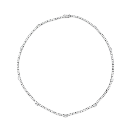 Oval & Round Diamond Tennis Necklace