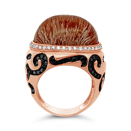 Rutilated Quartz & Diamond Ring