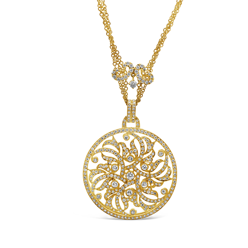 Gold & Diamond Disc Style Necklace
