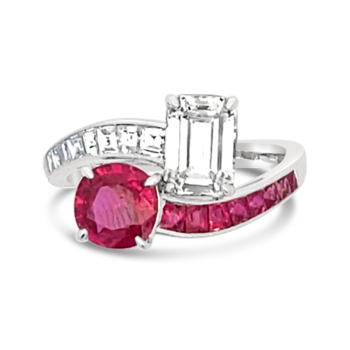 Ruby & Diamond Bypass Ring