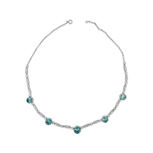 Art Deco Design Zircon & Diamond Necklace