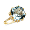 Octagonal Blue Topaz & Diamond Ring