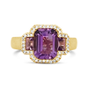 Three Amethysts & Diamond Ring