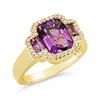 Three Amethysts & Diamond Ring