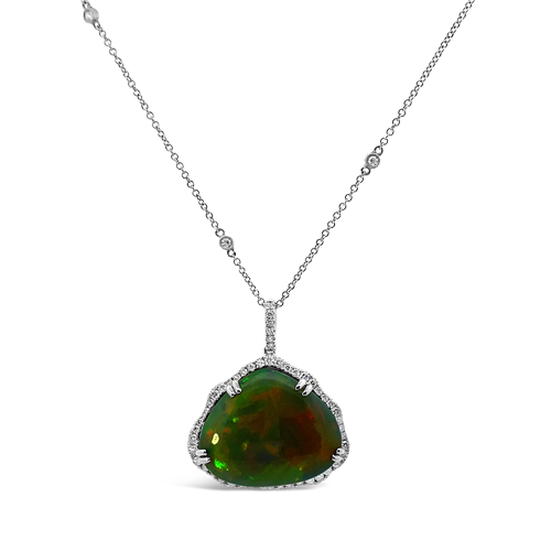 Gray Opal & Diamond Necklace