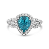 Blue Zircon & Diamond Ring