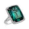 Blue Green Tourmaline & Diamond Ring
