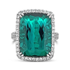 Blue Green Tourmaline & Diamond Ring