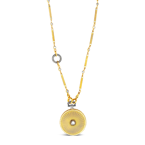 Cartier Guilloche Pendant Watch & Chain