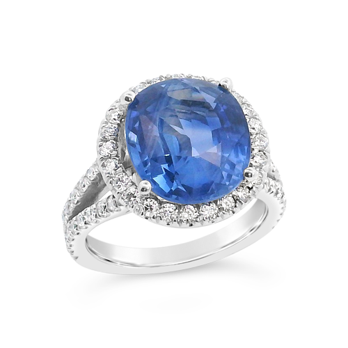 Cornflower Blue Sapphire & Diamond Ring