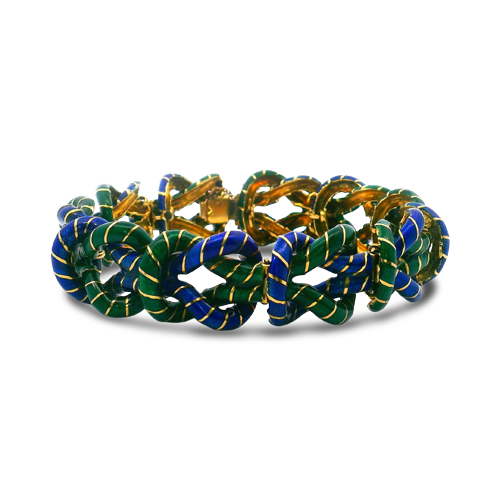Blue & Green Enamel Estate Bracelet