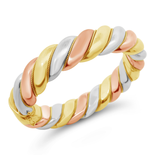 Tri-color Gold Estate Bangle Bracelet