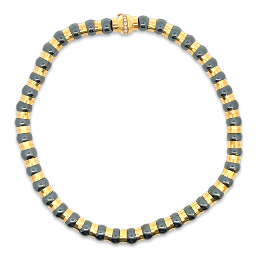 Hematite & Gold Bead Estate Necklace