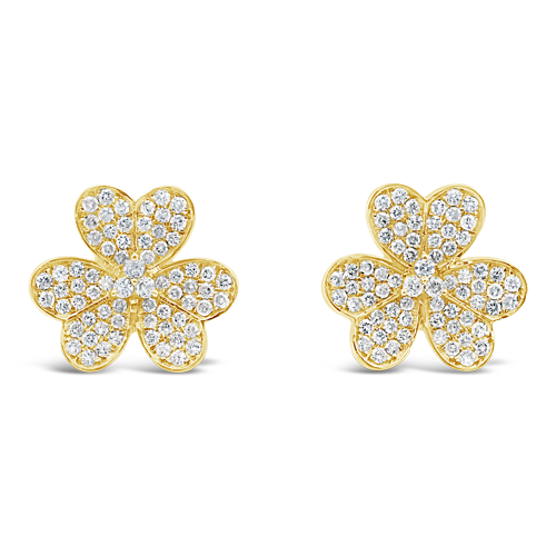Diamond Flower Estate Earrings