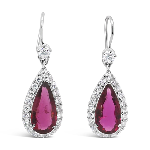 Pink Tourmaline & Diamond Estate Earrings