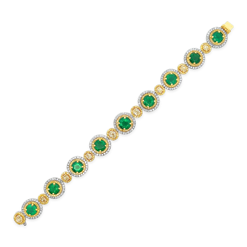 Emerald & Diamond Halo Bracelet