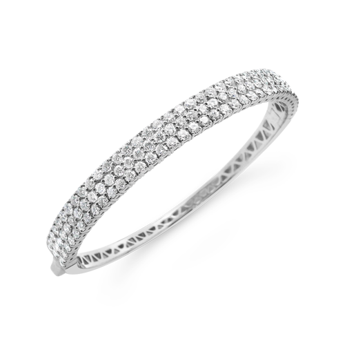 Three Row Diamond Bangle Bracelet
