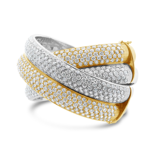 Four Row Pave Diamond Bangle Bracelet