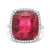 Red Spinel & Diamond Halo Ring