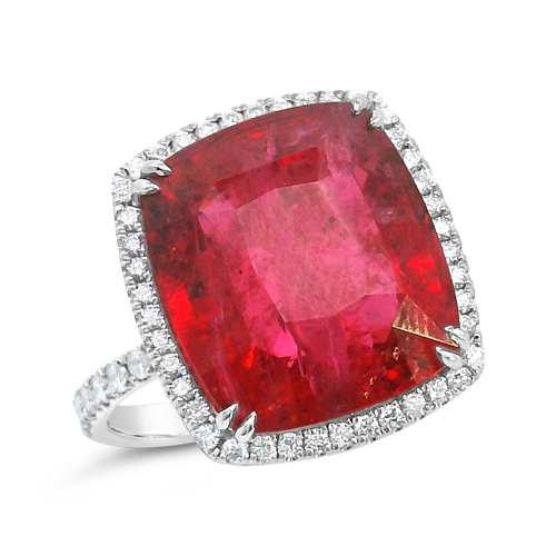 Red Spinel & Diamond Halo Ring