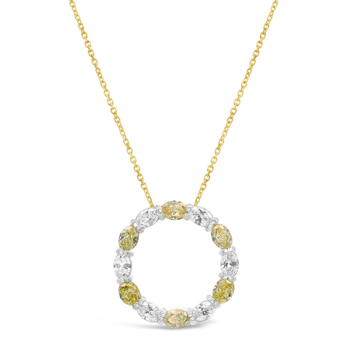 Yellow & White Diamond Circle Pendant