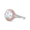 Oval Diamond Ring with Pink Diamond Halo