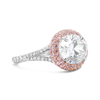 Oval Diamond Ring with Pink Diamond Halo