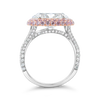 Oval Diamond Ring with Pink Diamond Halo