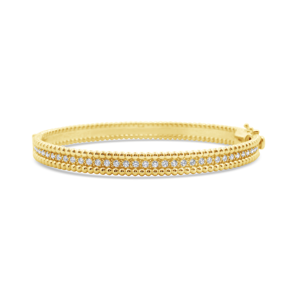 Bead Edge Diamond Bangle Bracelet