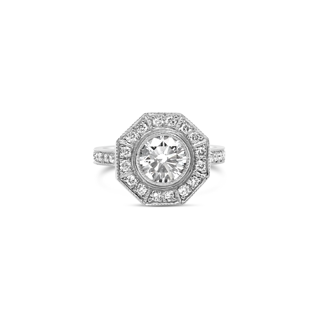 Octagon Design Diamond Engagement Ring