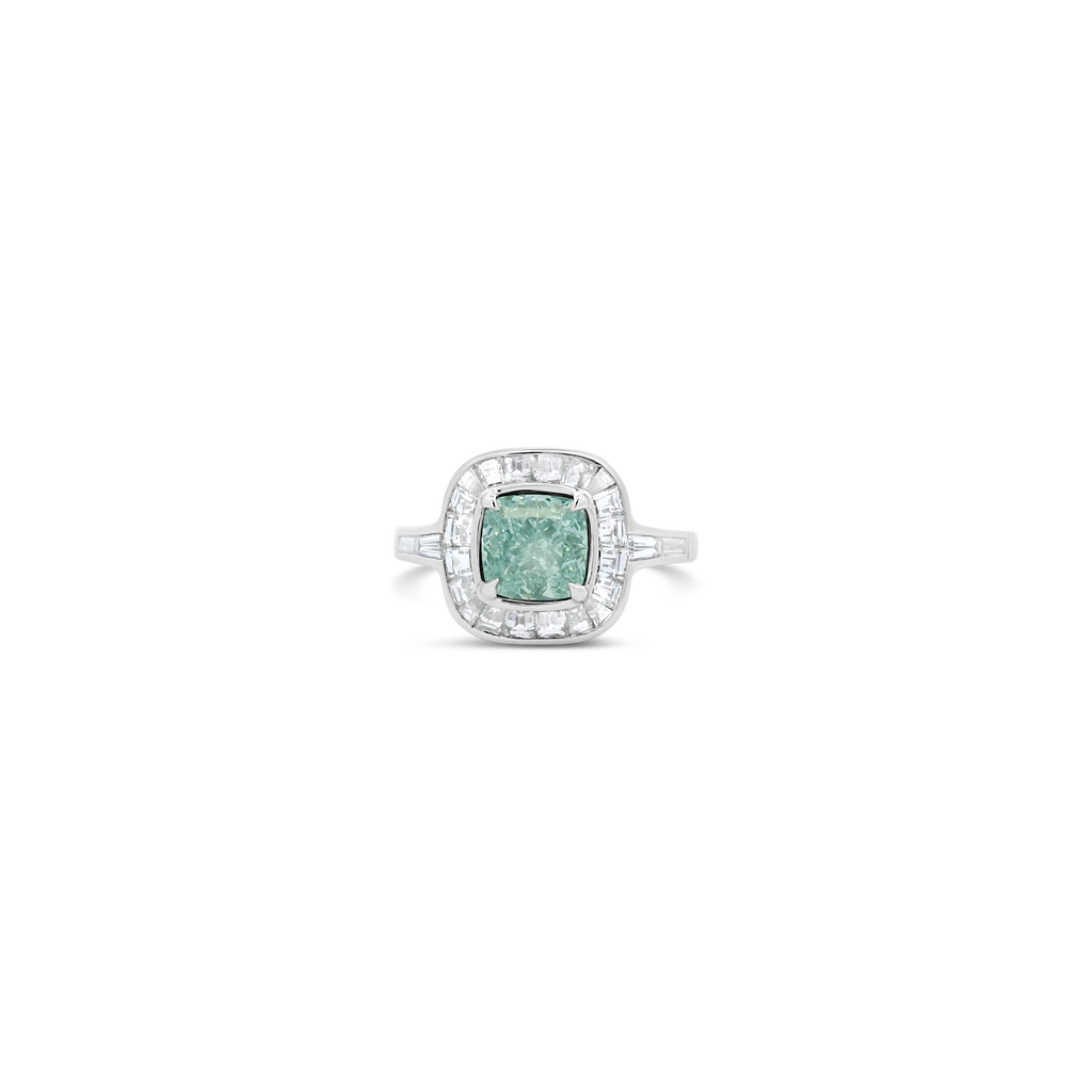 Greenish Blue Diamond Ring