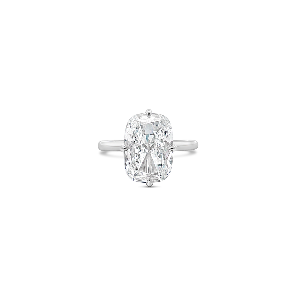 Elongated Cushion Diamond Solitaire Ring