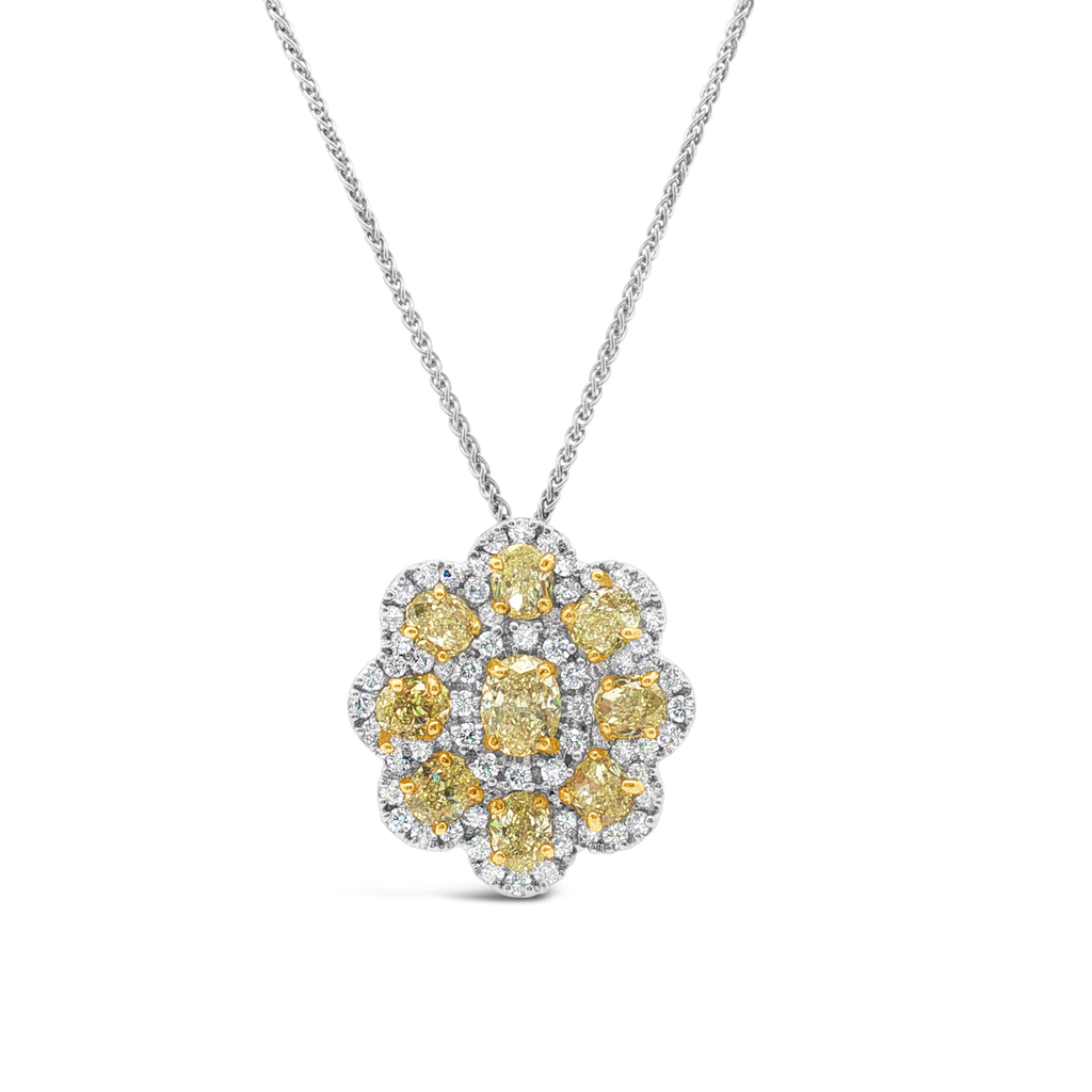 Yellow Diamond Flower Design Pendant