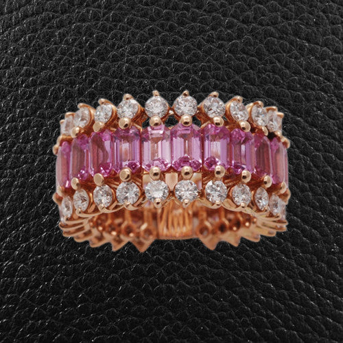 Pink Sapphire & Diamond Ring